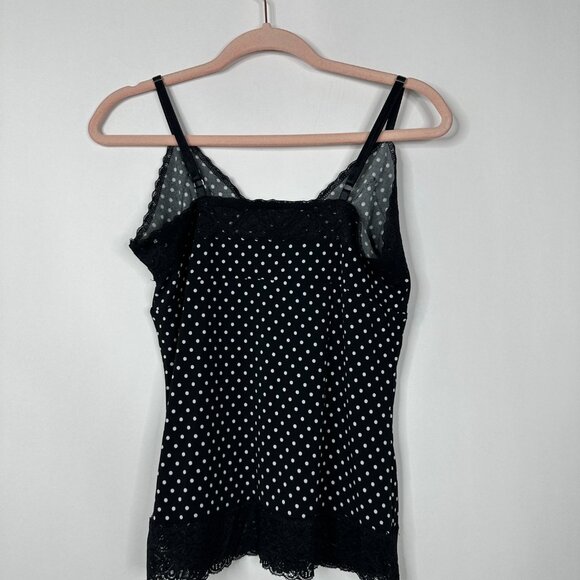 2/$30 White House Black Market Polka Dot Lace Trim Cami Top Medium #A0400 - Picture 4 of 6